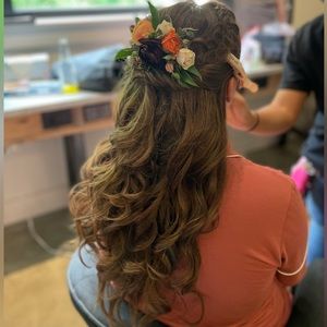 Seven piece brown human hair extensions